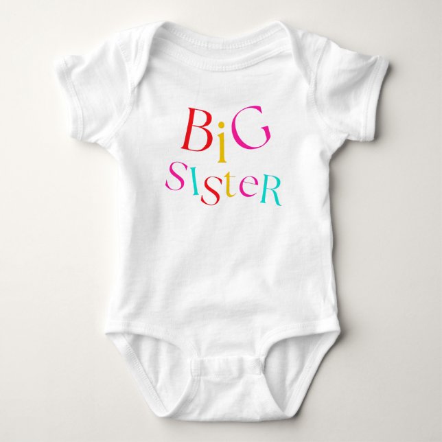 Bunte Große Schwester Typografie Baby Strampler (Vorderseite)