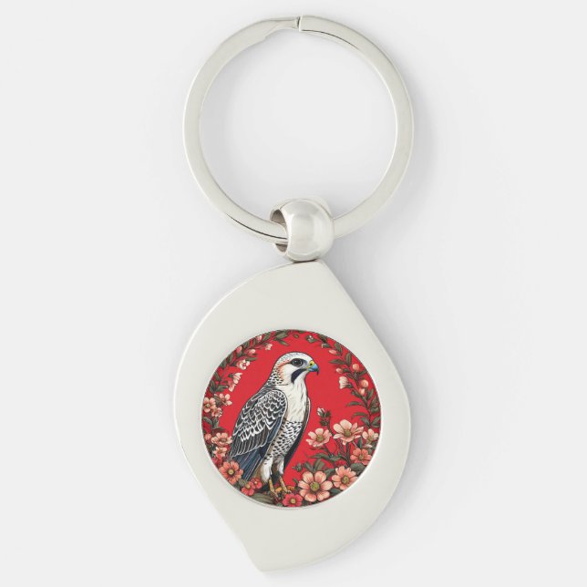 Bunte Gyrfalcon Bird Schlüsselanhänger (Vorderseite)