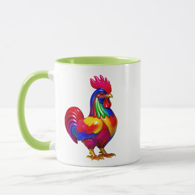 Bunte Hahn-Volksillustration Tasse (Links)