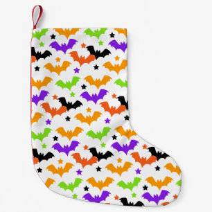 Bunte Halloween-Fledermäuse Duschvorhang Kleiner Weihnachtsstrumpf