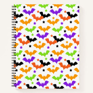 Bunte Halloween-Fledermäuse Notizbuch