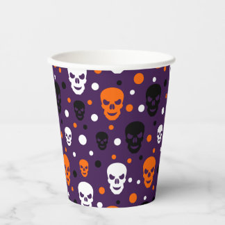 Bunte Halloween-Skulls Polka Dots Muster Pappbecher