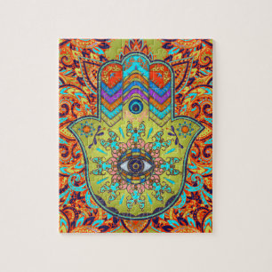 Bunte Hamsa Hand - Hand von Fatima Puzzle