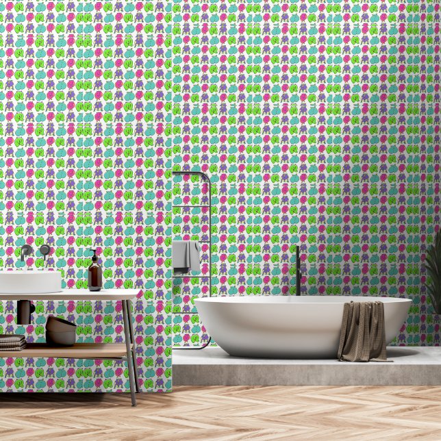 Bunte Hamsterpopos-Muster Tapete (Badezimmer)