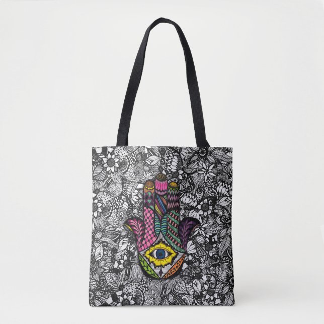Bunte Hand gezeichnete Hamsa Hand (Vorderseite)