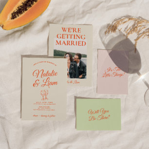 Bunte Handgezeichnete Retro-Einzigartige Modische  Einladung