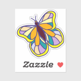 Bunte Handgezeichnete Schmetterling Gelb Aufkleber
