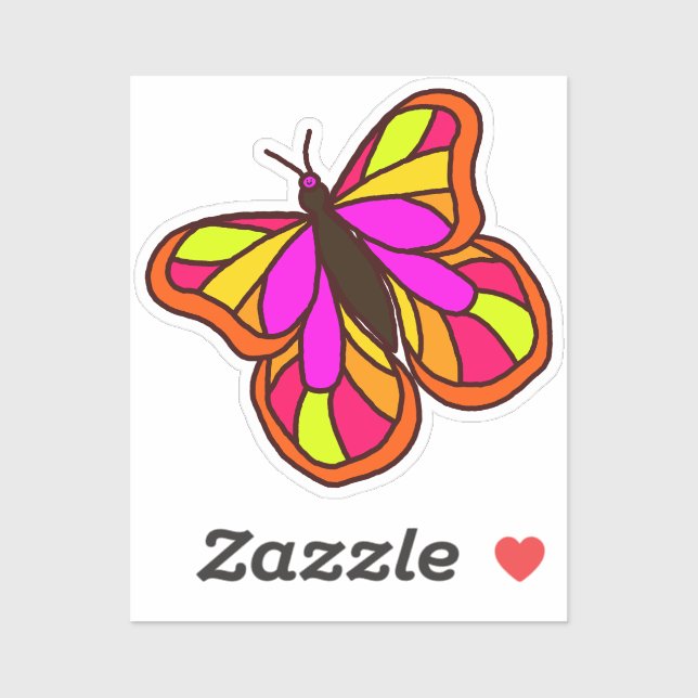 Bunte Handgezeichnete Schmetterling Orange Aufkleber (Blatt)