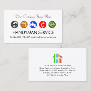 Bunte Handwerker-Heimreparatur-Symbole  Visitenkarte