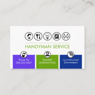 Bunte Handwerker-Tabs Home-Reparatur Visitenkarte