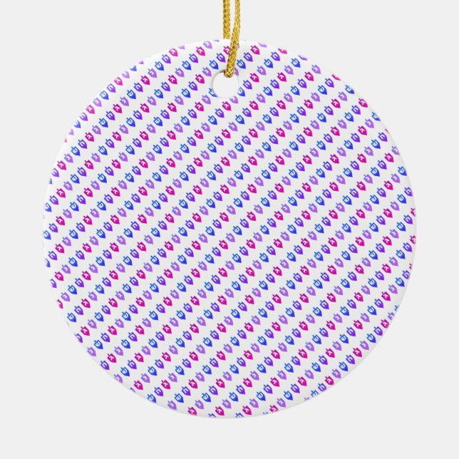 Bunte Hanukkah Dreidels Keramik Ornament (Vorne)