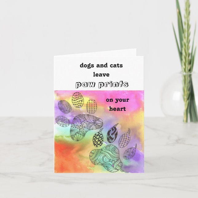Bunte Haustier-Tatze druckt Gruß-Karte Dankeskarte (Vorderseite)