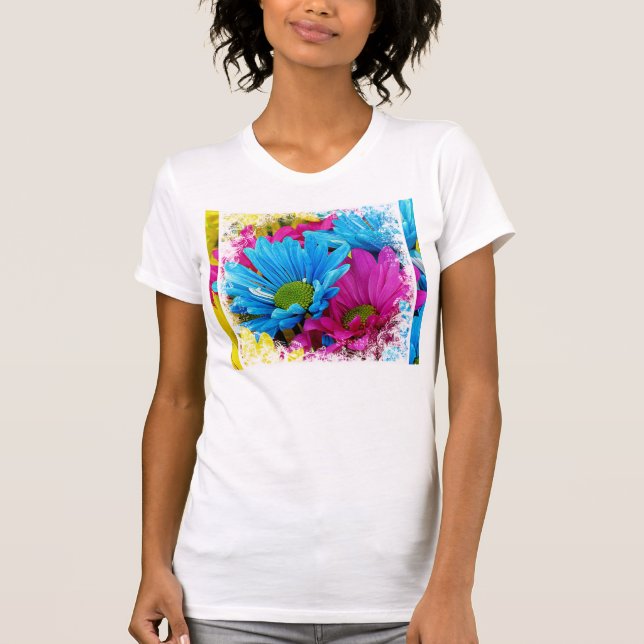 Bunte heißes Rosa-aquamarine blaue T-Shirt (Vorderseite)