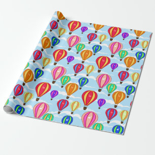 Bunte Heißluftballons am Himmel Geschenkpapier
