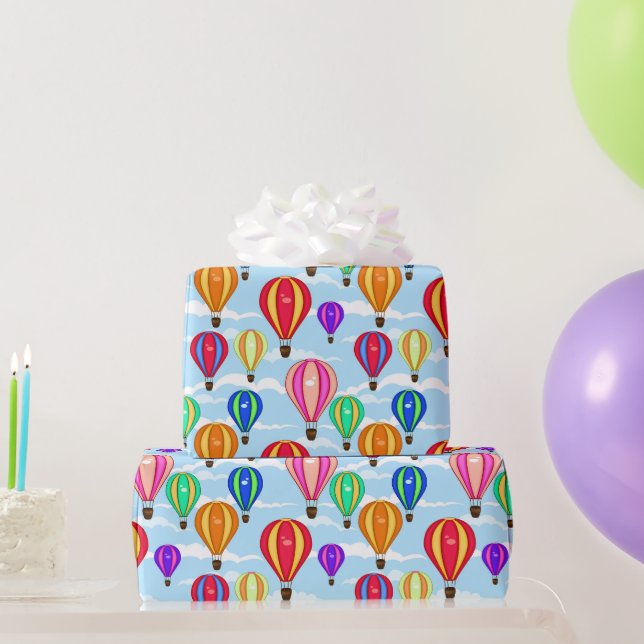 Bunte Heißluftballons Geschenkpapier (Partygeschenke)