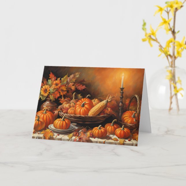 Bunte Herbstkürbisse Karte (Gelbe Blume)