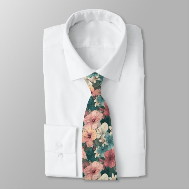 Bunte Herrenmode Tropische Blume Krawatte (Gebunden)