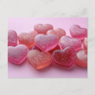 Bunte Herzen aus Zucker Valentinstag Postkarte