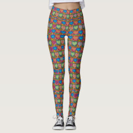 Bunte Herzen im geometrischen Muster Leggings