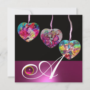 BUNTE HERZPARTYDEKORATIONEN EDELSTEIN MONOGRAMM EINLADUNG