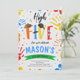Bunte High Five zum Geburtstag Einladung