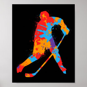 Bunte Hockeyspieler Kinder Männer Jungen Eishockey Poster