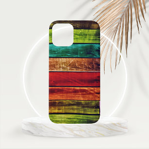 Bunte Holzplanken in Rot, Grün, Türkis und mehr Case-Mate iPhone Hülle