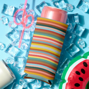 Bunte horizontale Retro-Streifen Selters Dosenkühler