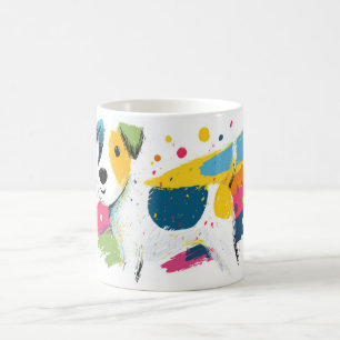 Bunte Hund Pop Art Spritzillustration Kaffeetasse