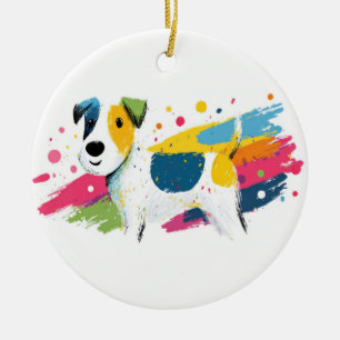 Bunte Hund Pop Art Spritzillustration Keramik Ornament