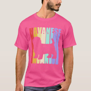 Bunte Hund-Silhouette Retro Vintage Havanese frei T-Shirt