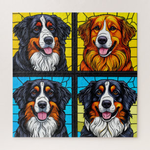 Bunte Hunde Glasmalerei Puzzle