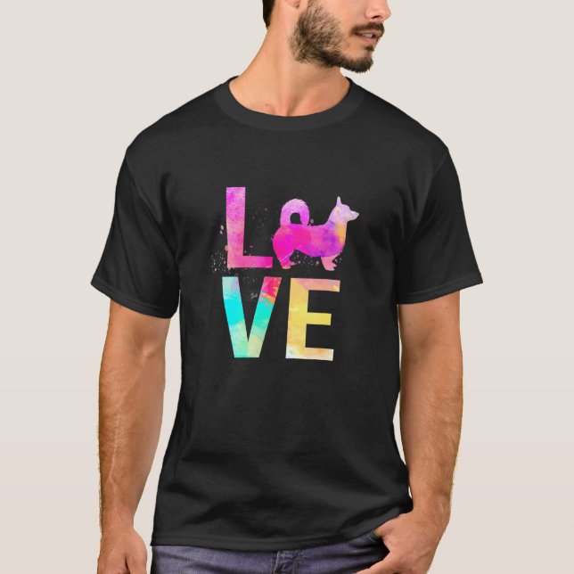Bunte Hundemutter Pembroke Welsh Corgi T-Shirt (Vorderseite)