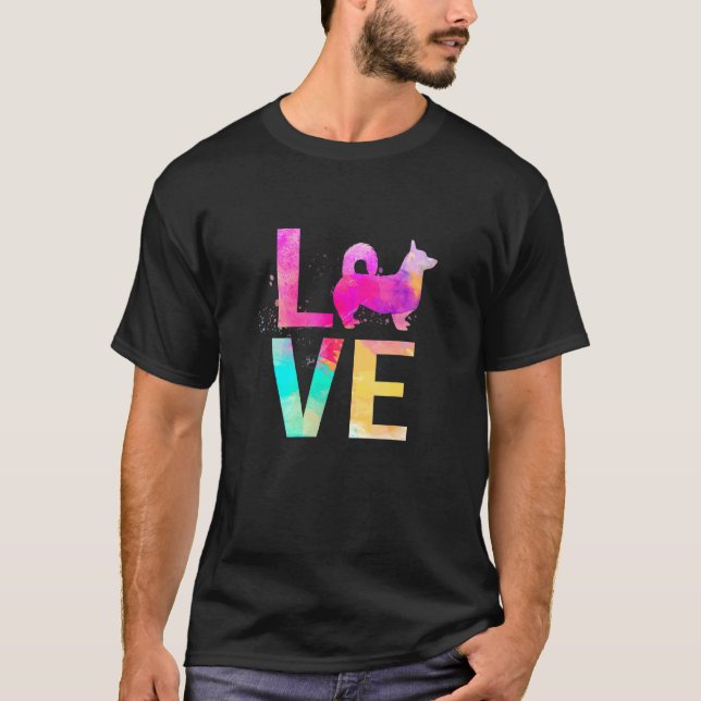Bunte Hundemutter Pembroke Welsh Corgi T-Shirt (Vorderseite)