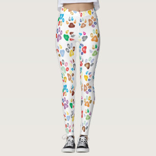 Bunte Hundepfotenabdrücke Leggings
