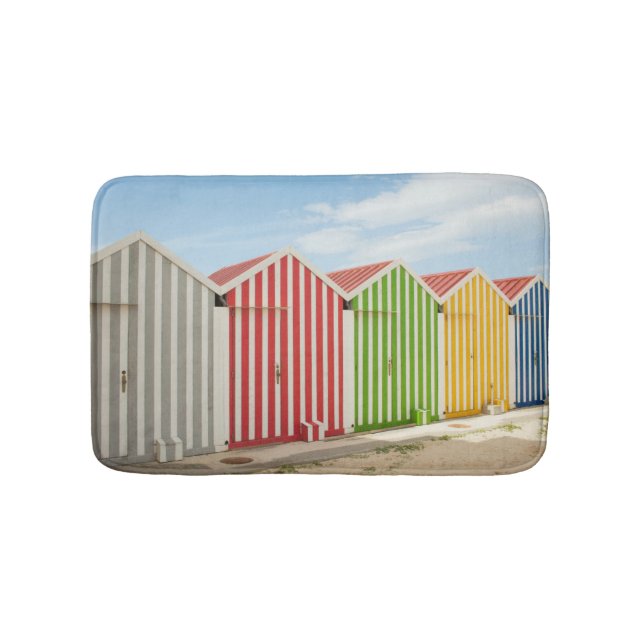 Bunte Hütten auf Strand Badematte (Vorderseite)