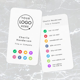 Bunte Icons   Modernes Social-Media-Logo Visitenkarte