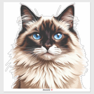 Bunte Illustration einer siamesischen Katze Aufkleber