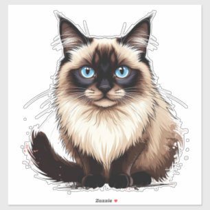 Bunte Illustration einer siamesischen Katze Aufkleber