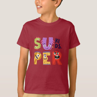 Bunte illustrative Monster-Buchstaben-Kinder-T-Shi T-Shirt