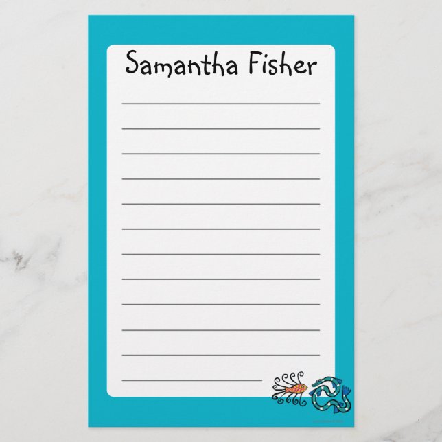 Bunte illustrierte Fisch-Freunde Briefpapier (Vorderseite)