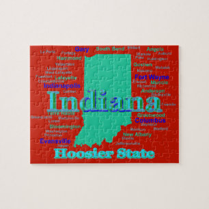 Bunte Indiana-Staatsstolz-Karten-Pop-Kunst Puzzle