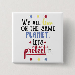 Bunte Inspirational retten das Planeten-Zitat Button