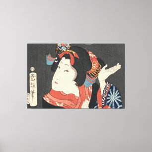 Bunte japanische Frau Vintage-Gemälde Leinwanddruck