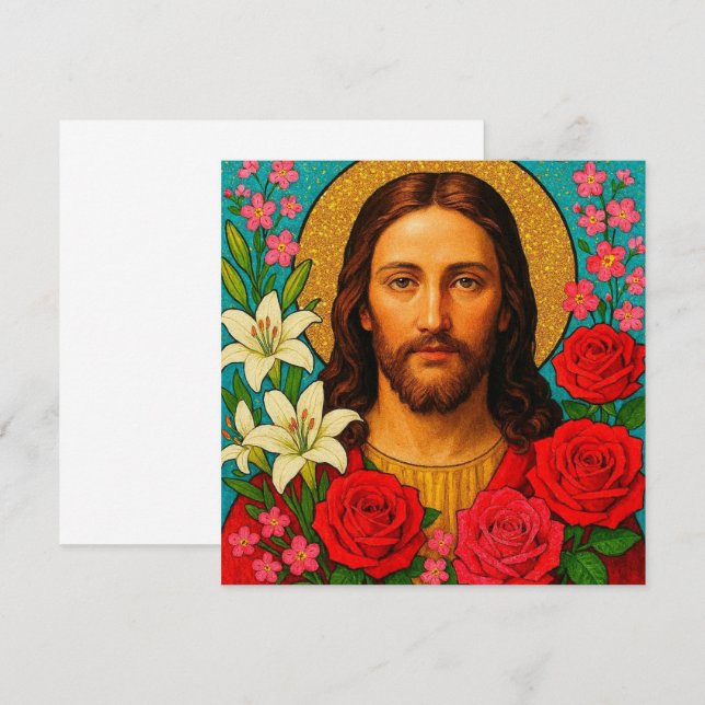 Bunte Jesus-Grußkarte. (Vorne/Hinten)