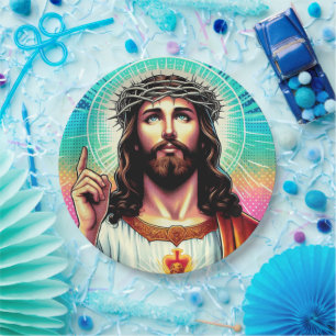 Bunte Jesus-Papierplatte! Pappteller