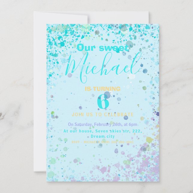 Bunte Jungen-Geburtstagsfeier Ankündigung (Vorderseite)