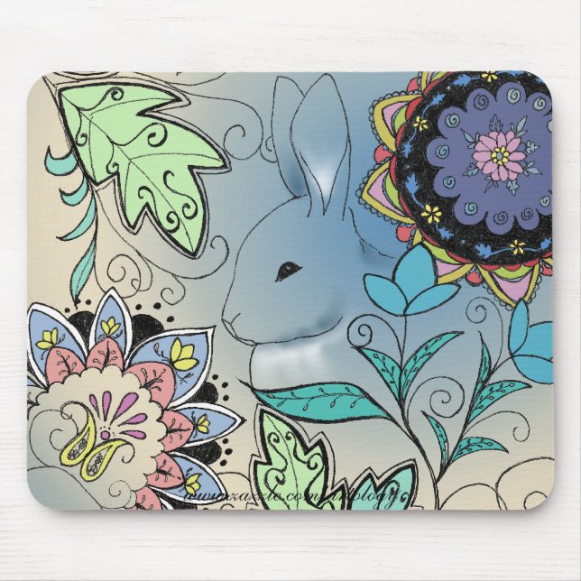 Bunte Kaninchen-Mausunterlage (horizontal) Mousepad (Vorne)