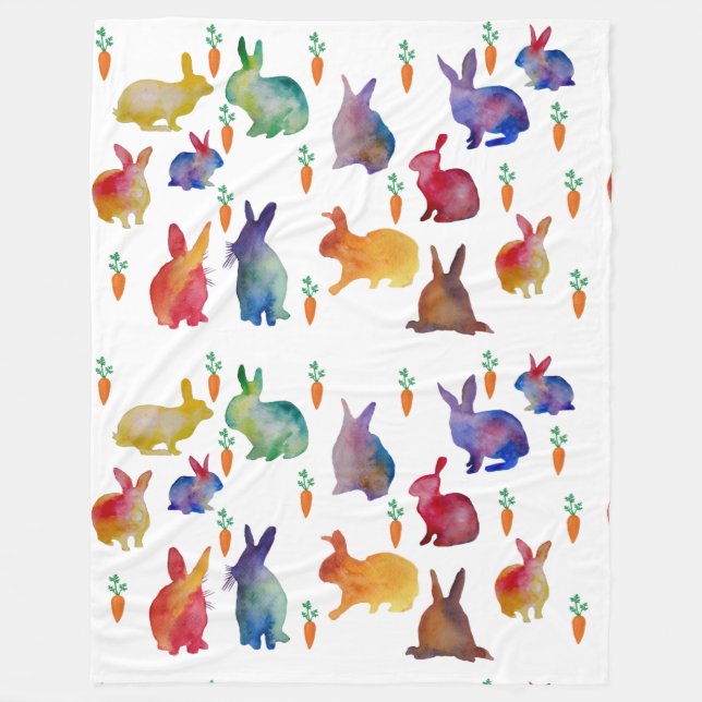 Bunte Kaninchen Ostern-Fleece-Decke Fleecedecke (Vorderseite)