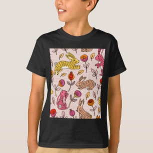 Bunte Kaninchen süß floral vintage T-Shirt